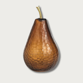 Amber Cut Glass Pear - Large-Decor-Third & Main-Third &amp; Main