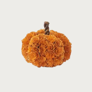 7.5" Orange shaved wood pumpkin 