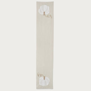 72" Cream & White Embroidered Pumpkin Table Runner