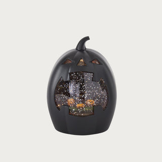 7" Black LED Water Spinning Pumpkin Perfect for Halloween and Fall Decor 