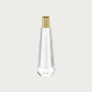 7-inch faceted crystal candle holder with gold accent, elegant modern candleholder for mantel or table décor. Third & Main, Home Decor, Crystal Glass, Candle Holder, Luxury Decor, Winter Decor, Holiday Decor, Luxury Living, Contemporary Decor