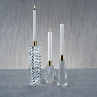 7-inch faceted crystal candle holder with gold accent, elegant modern candleholder for mantel or table décor. Third & Main, Home Decor, Crystal Glass, Candle Holder, Luxury Decor, Winter Decor, Holiday Decor, Luxury Living, Contemporary Decor