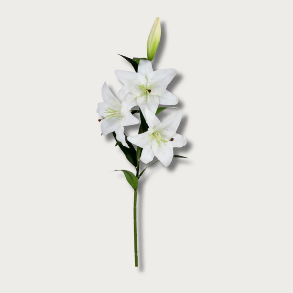 Artificial White Real Touch Lily Spray