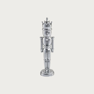 8-inch metallic silver resin nutcracker — modern sculptural holiday décor accent in quiet luxury winter style by Third & Main.