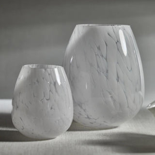 8" High White & Clear Glass Confetti Vase, White with Clear, Third & Main, Glass Vase, Contemporary Decor, White Vase