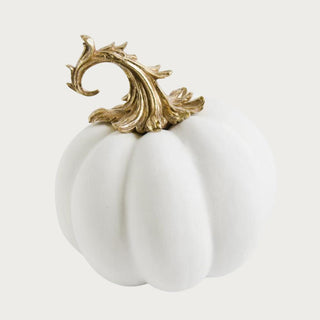 9.5" " White Velvet Pumpkin with Gold Filigree Stem, Home Decor, Fall Decor, Fall, Pumpkin, Velvet Pumpkin, Halloween, Third & Main, Home Decor, Autumn