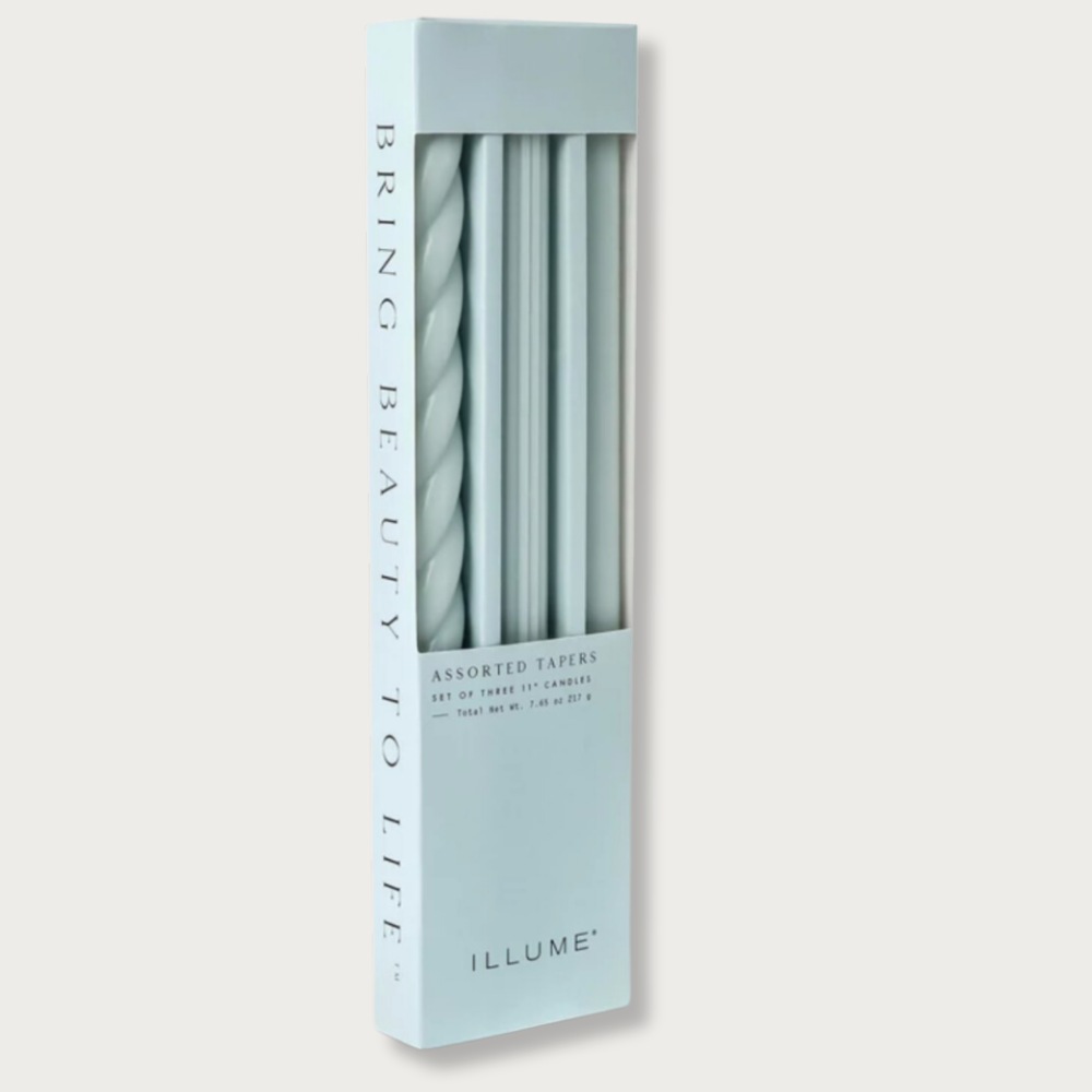 Powder Blue Assorted Candle Tapers 3-Pack