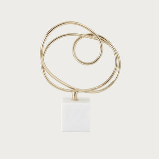 11.75" High Gold Metal Sculpture on White Marble Base
