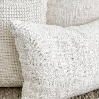 Anaya Cozy Cotton Ivory Boucle Lumbar Pillow 14x20 (Down Alternative), Textile, Home Decor, Soft, Cozy, Third & Main
