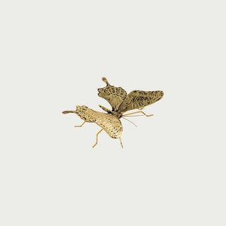 Antique gold decorative butterfly made of zinc alloy with textured wings, shown on a neutral background, Third & Main, Decor,