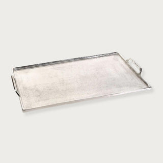Barbuda Tray, A Nearly 24" Long Silver Aluminum Tray with Handles, Third & Main, Home Decor, Spring Decor, Summer Decor, Everyday Decor, Holiday Decor, Entertainment, Entertaining Essentials