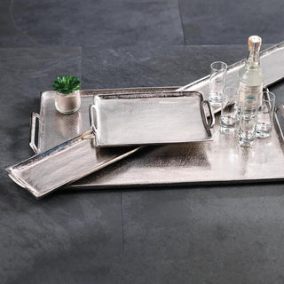 Barbuda Tray, A Nearly 24" Long Silver Aluminum Tray with Handles, Third & Main, Home Decor, Spring Decor, Summer Decor, Everyday Decor, Holiday Decor, Entertainment, Entertaining Essentials