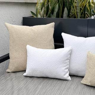 Beige Boucle 24x24 Indoor Outdoor Pillow, textile, home decor, Third & Main, Tan, Soft, Square Pillow