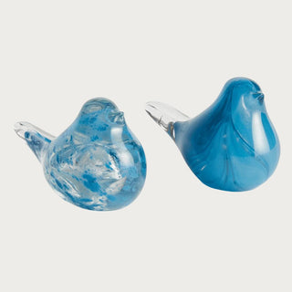 Blue Glass Finch Birds - Set of 2-Decor-Third & Main-Third &amp; Main