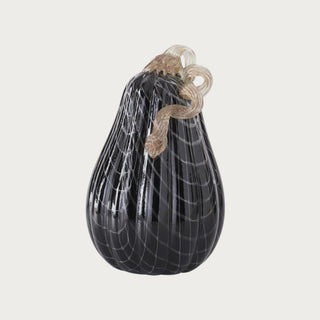 Glass, Hand blown Glass, Glass Gourd, Glass Pumpkin, Spider web, Hand made, Luxurious, Luxury spooky, classy spooky, halloween, Halloween decor, decor, home decor, Third & Main