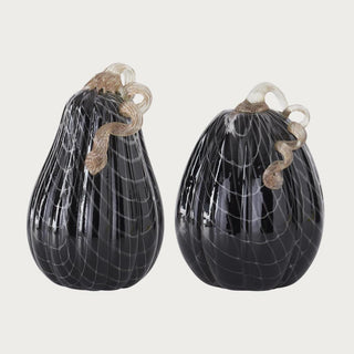 Glass, Hand blown Glass, Glass Pumpkin, Spider web, Hand made, Luxurious, Luxury spooky, classy spooky, halloween, Halloween decor, decor, home decor, Third & Main