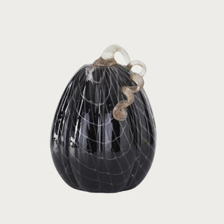 Glass, Hand blown Glass, Glass Gourd, Glass Pumpkin, Spider web, Hand made, Luxurious, Luxury spooky, classy spooky, halloween, Halloween decor, decor, home decor, Third & Main