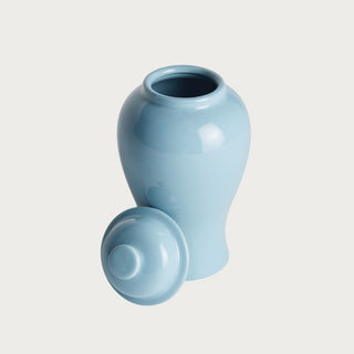 13.25" Blue Ceramic Lidded Ginger Jar