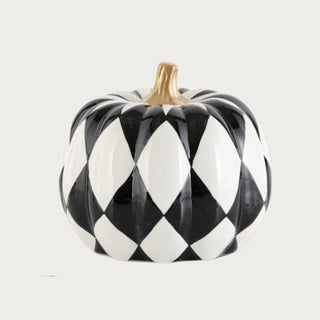 Ceramic Black & White Harlequin Pumpkins With Gold Stems, Fall Decor, Halloween Decor, Pumpkin, Harlequin Pumpkin, Home Decor, Third & Main