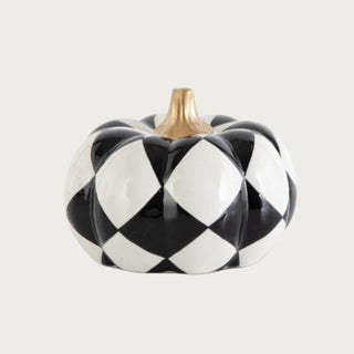 Ceramic Black & White Harlequin Pumpkins With Gold Stems, Fall Decor, Halloween Decor, Pumpkin, Harlequin Pumpkin, Home Decor, Third & Main