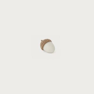 2 Inch Cream Felt Acorn with contrasting brown knitted-style cap, soft wool-blend texture, and neutral fall design for tabletop and bowl filler.