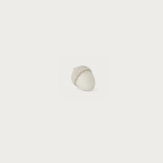 2 Inch Cream Felt Acorn with a matching cream knitted-style cap, soft wool-blend body, and rounded shape for neutral fall decorative filler.