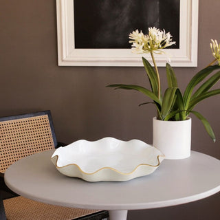 Cream and White Round Platter