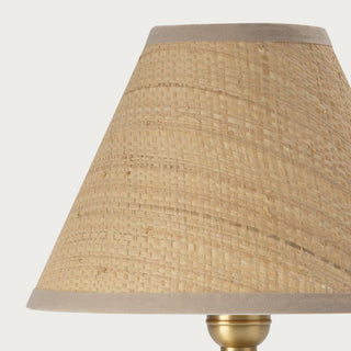 Mini crystal glass table lamp with natural brass accents and natural rattan lampshade, small decorative accent lighting. Third & Main, Home Decor, Regina Andrews Lighting, Luxury Lighting, Table Lamp, Contemporary Decor, Fall Decor, Every day Decor, Everyday Lighting
