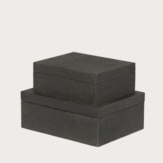 Set of two seal brown decorative storage boxes with textured finish,  Home Decor, Third and Main, Decorative Item, Bookshelf Decor, Side Table Decor, Everyday Decor, Fall Decor, Modern Traditional Decor, Contemporary Decor, Luxury Living, Organizing