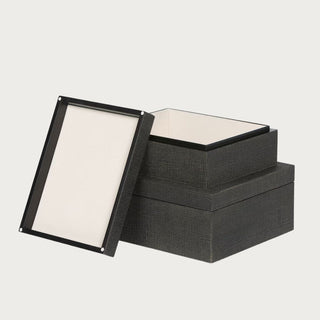 Decorative brown accent boxes with rich finish, set of two storage pieces,  Home Decor, Third and Main, Decorative Item, Bookshelf Decor, Side Table Decor, Everyday Decor, Fall Decor, Modern Traditional Decor, Contemporary Decor, Luxury Living, Organizing