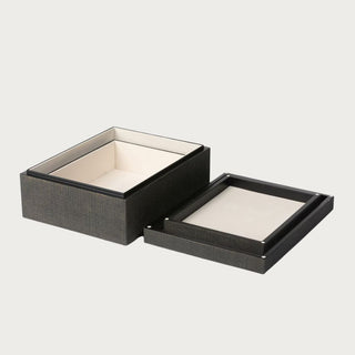Decorative brown accent boxes with rich finish, set of two storage pieces,  Home Decor, Third and Main, Decorative Item, Bookshelf Decor, Side Table Decor, Everyday Decor, Fall Decor, Modern Traditional Decor, Contemporary Decor, Luxury Living, Organizing
