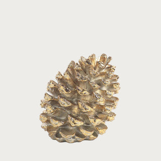 Decorative slanted pinecone in metallic antique gold finish — elegant resin pinecone accent for winter and holiday home décor by Third & Main.