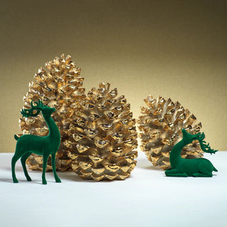 Decorative slanted pinecone in metallic antique gold finish — elegant resin pinecone accent for winter and holiday home décor by Third & Main.