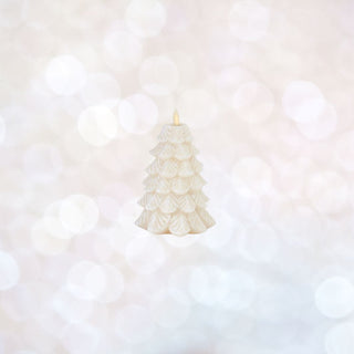 Door Buster Luminara 6.5" Inch Flameless White Wax Snowy Tree Candle