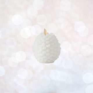 Door Buster Luminara 4.5" Inch Flameless White Wax Snowy Pinecone Candle