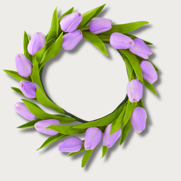 Purple Real Touch Tulip Candle Ring/Mini Wreath