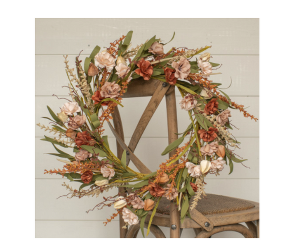 20" Carnation & Lantern Bud Wreath