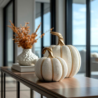 Cream w/ Gold Indian Corn Pumpkins Sold Individually  (Choose Your Size) - Preorder Ships 9/2