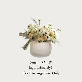 Small custom Premade Floral arrangement by third & Main approximately 8" in diameter. Arrangement only = vase not included.