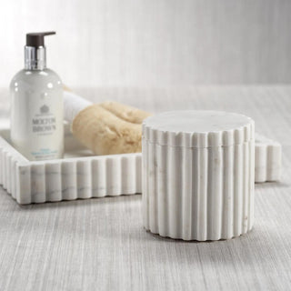 Fluted White Marble Apothecary Jar, Third & Main, Home Decor, Luxury Decor, Contemporary Decor Bathroom Accessories, Everyday Decor, Spring Decor