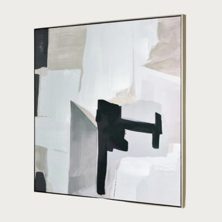 A lovely piece of abstract art mixed with blush, taupes, and blacks. Finished with a delicate gold frame. Third & Main, Home Decor, Everyday Decor, Art, Luxury home Art, Contemporary