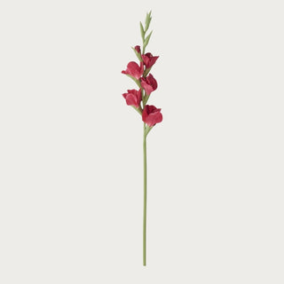Fuchsia True Bloom  real touch gladiolus stem with lifelike blooms and green stem, styled on a clean neutral background