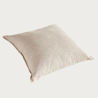 The Geo Square Indoor/ Outdoor Pillow, 24"x24", Textile, Home Decor, Third & Main, Soft, Beige, White, Tan, Cream