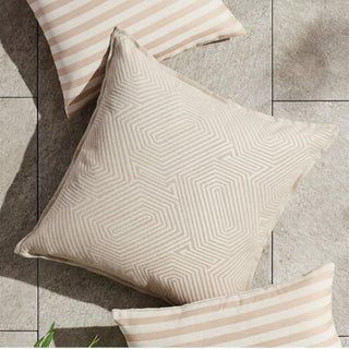 The Geo Square Indoor/ Outdoor Pillow, 24"x24", Textile, Home Decor, Third & Main, Soft, Beige, White, Tan, Cream
