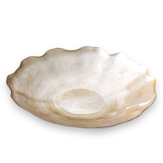 Glass New Orleans Cracked Foil Leafing Centerpiece with Scalloped Edges - Gold-Third & Main-Third &amp; Main