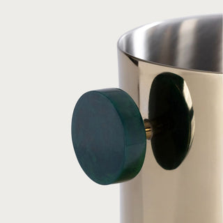 Gold Stainless Steel Ice Bucket With Green Resin Handles, Luxury Entertaining, Luxury Barware, Contemporary Decor, Holiday Decor, Fall Decor, Luxury Decor, Contemporary Style Barware