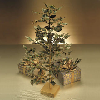 Gold and green metal tree sculpture, tall tabletop decor for living room or entryway – Third & Main home styling piece