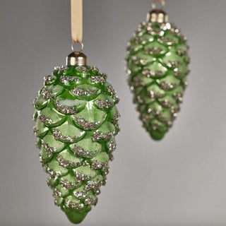 Green Glass Pinecone Ornament,  Home Decor, Third & Main, Winter Decor, Christmas Decor, Christmas Ornament 