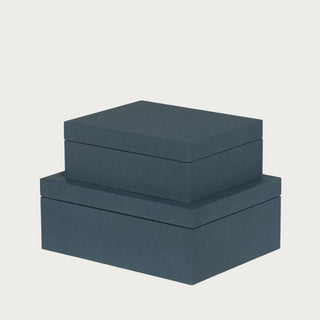 Pair of indigo blue accent boxes for modern home décor and storage, Home Decor, Third and Main, Decorative Item, Bookshelf Decor, Side Table Decor, Everyday Decor, Fall Decor, Modern Traditional Decor, Contemporary Decor, Luxury Living, Organizing