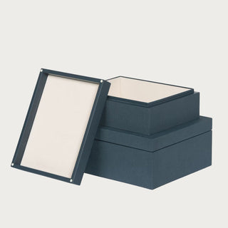 Pair of indigo blue accent boxes for modern home décor and storage, Home Decor, Third and Main, Decorative Item, Bookshelf Decor, Side Table Decor, Everyday Decor, Fall Decor, Modern Traditional Decor, Contemporary Decor, Luxury Living, Organizing